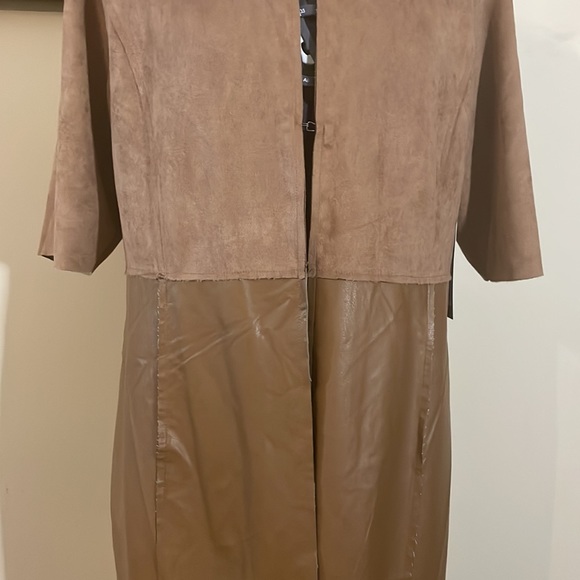 Tuzzi Brown Faux Leather and Suede Long Top Size 8 - Picture 12 of 16